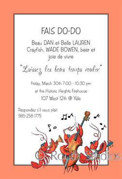 Crawfish Boil Invitations, Jazz Invitation, Louisiana Themed Invitations